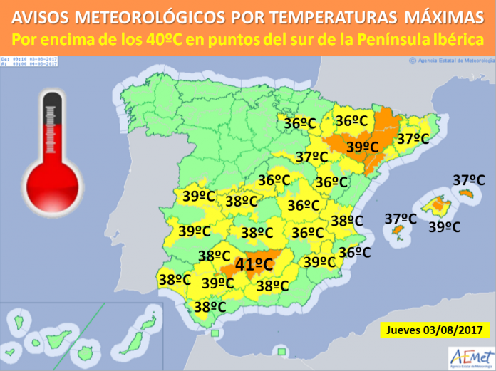 AEMET publish alert for high temperatures for the south of Alicante province