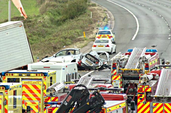 MOTORWAY TRAGEDY: Four dead and others fighting for their lives as lorry ploughs into oncoming traffic on M5 (Photo: Stephen Richards)