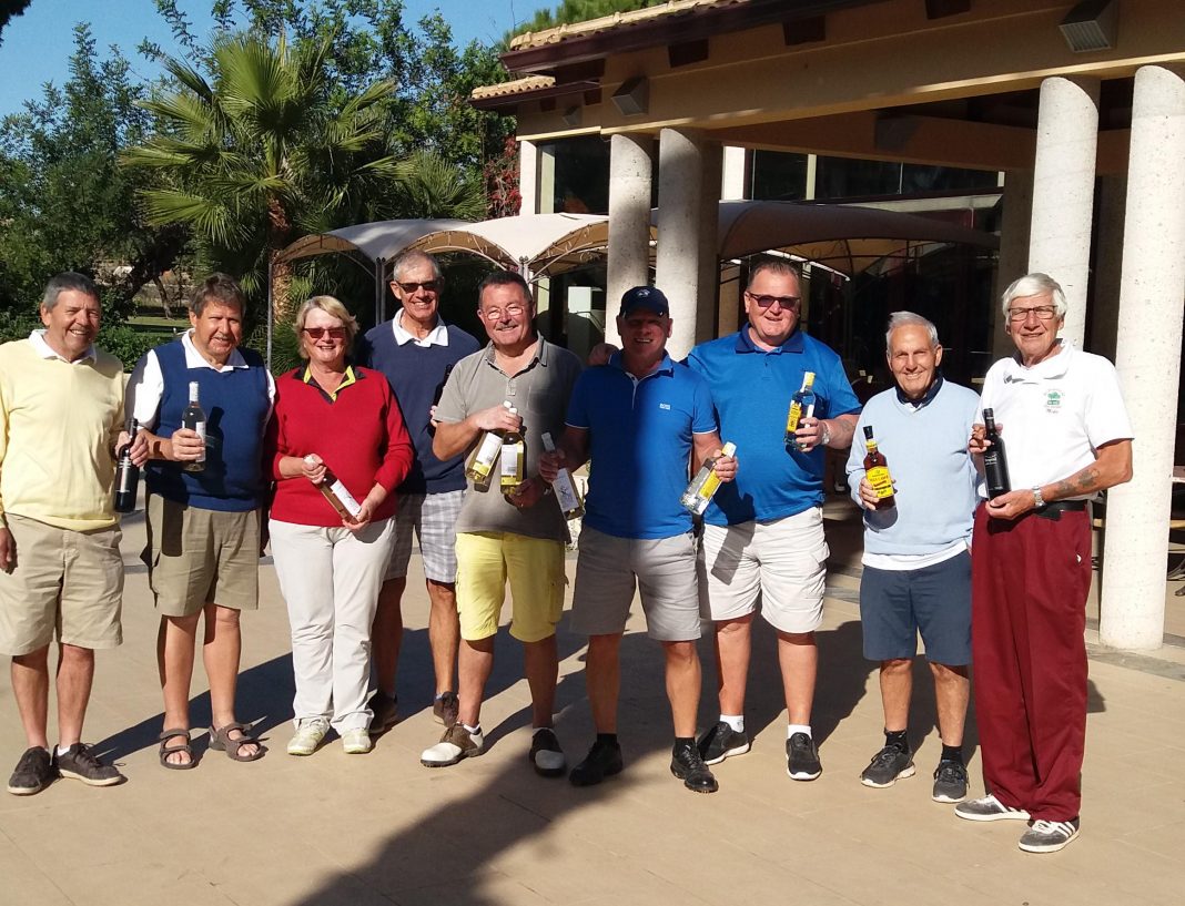 Prizewinners L to R - Alan Janes, Rod Loveday, Maggie Edwards, Mike Davies, Brian Coupe, John Burke, Gary Needham, Alan Robinson, Mike Williams.