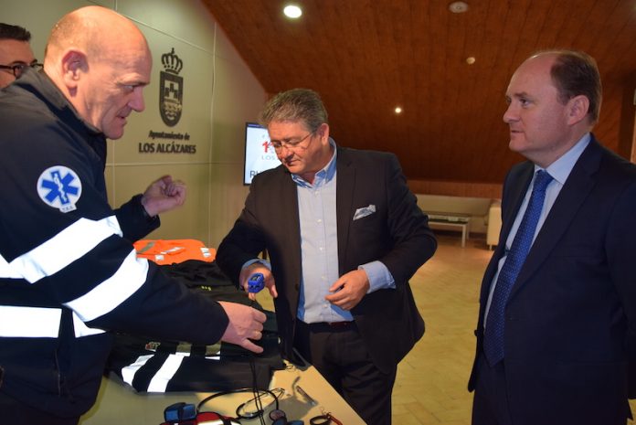 Civil Protection chief, Sergio Gil, with the general director of Citizen Security, José Ramón Carrasco and the mayor, Anastasio Bastida