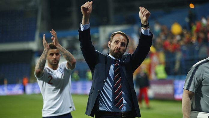 England's Gareth Southgate applauds the travelling Three Lions support in Montenegro