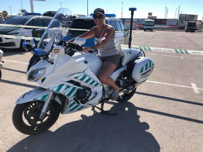 Local resident Nicola Louden exchanges her pushbike for a Guardia Yamaha with just a bit more power