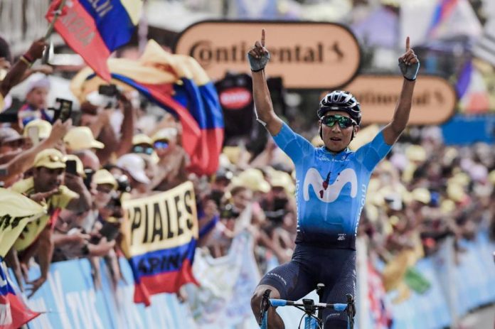 Quintana cycling to victory in stage 18 of the tour de France - Image www.letour.fr/