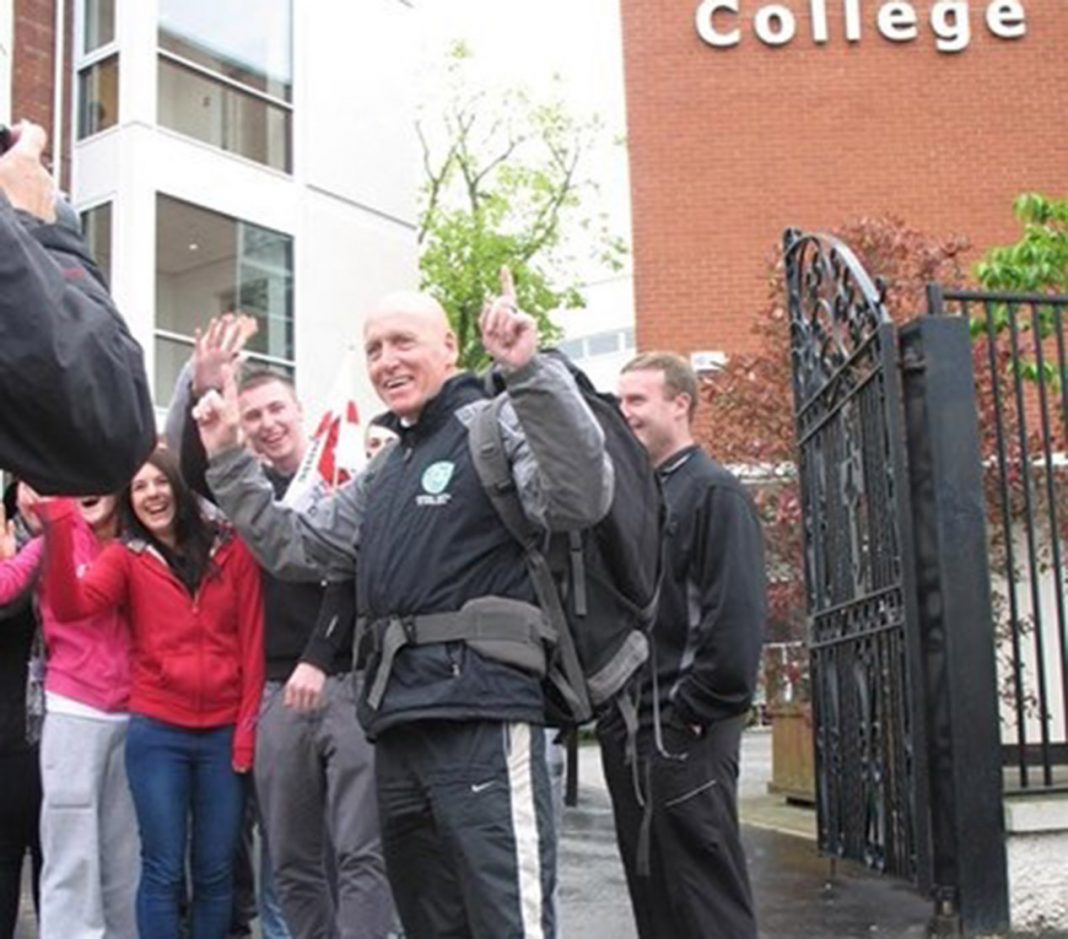 Setting out on his charity walk to Spain