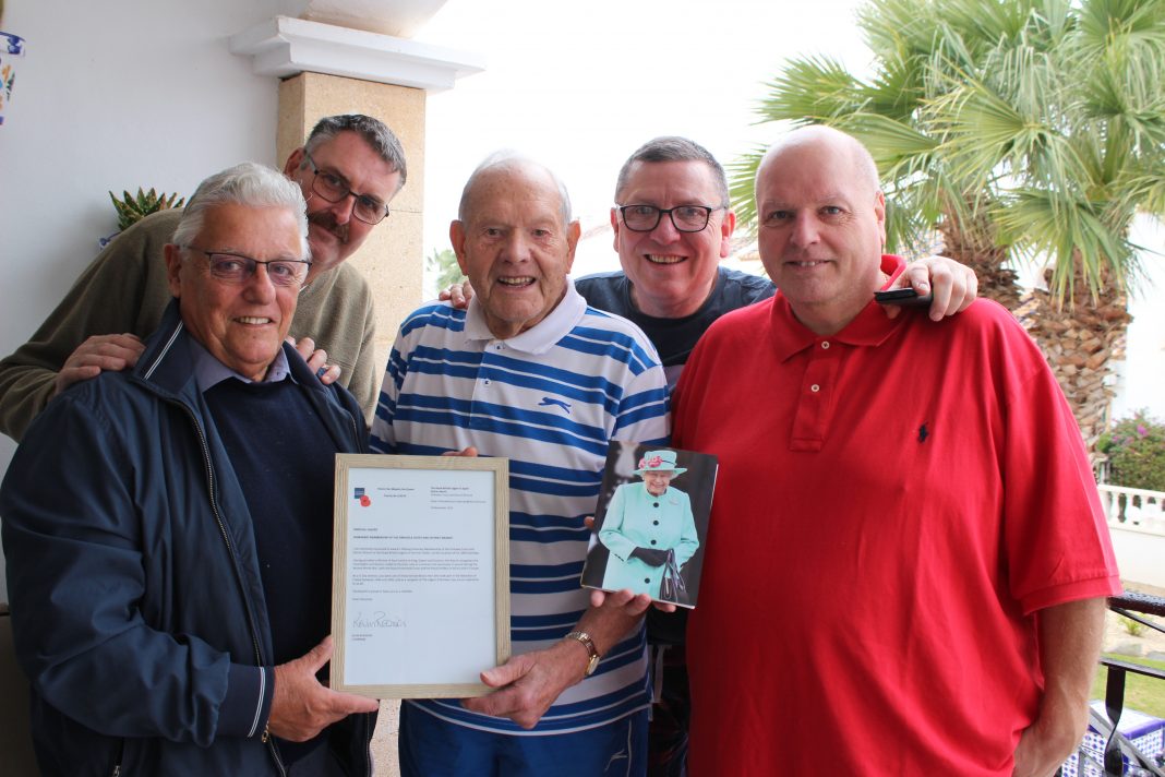 Percy Chafer with his RBL Certificate and a birthday card from the Queen on the occasion of his 100th birthday