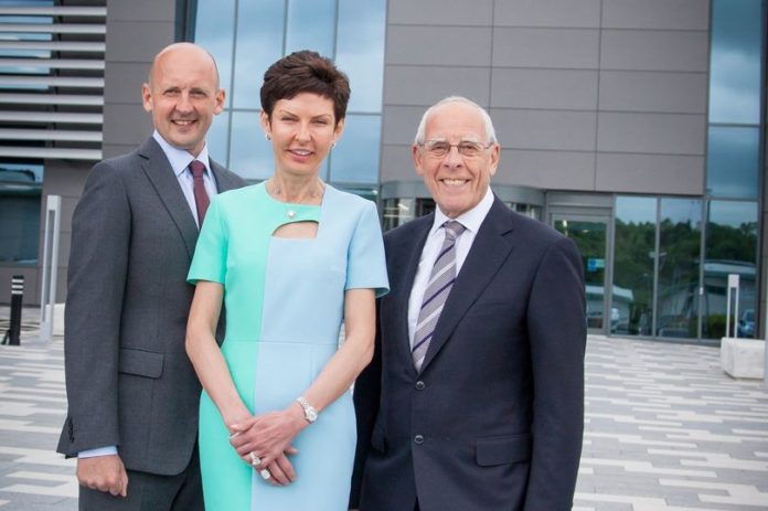 John Coates, Denise Coates and Peter Coates outside the bet365 Headquarters in Etruria