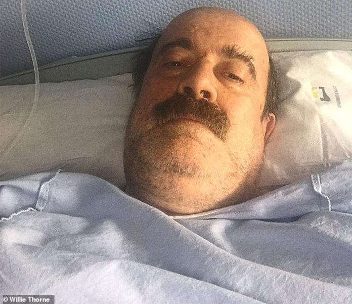 Willie Thorne took this picture from his hospital bed following his leukaemia diagnosis