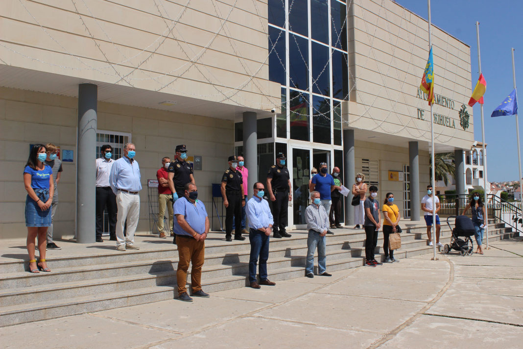 The mayor and staff of Orihuela on the Town Hall steps in PLaya Flamenca