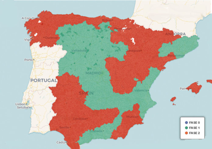 47% of Spain goes to phase 2 on Monday while Madrid, Barcelona and Castilla y León go to phase 1