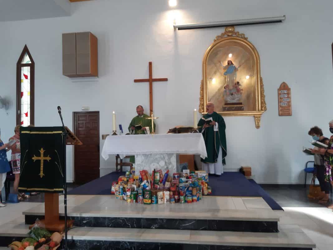 Harvest collection around the altar