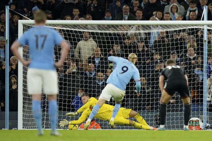 Erling Haaland scores penalty