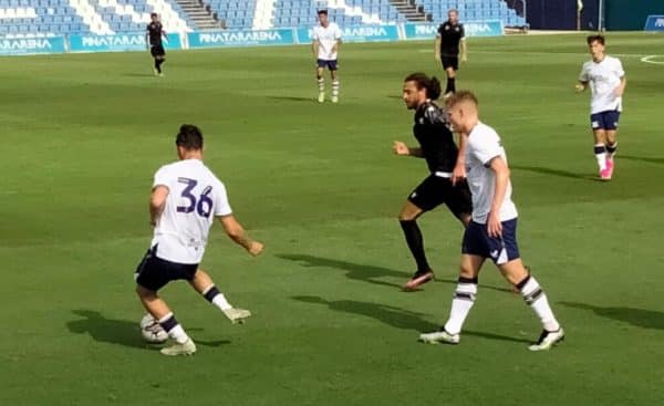 Match action: PNE v Bruno Magpies at Pinatar Arena.