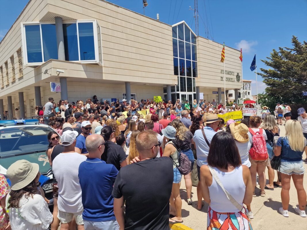 Gathering outside the town hall