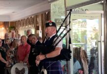 Eurogolf Poppy Donation Member Alan Shand piped in the Lament making the event very emotional