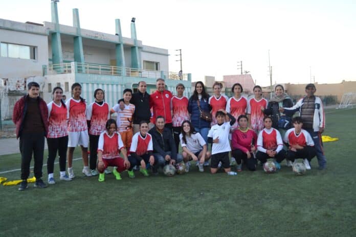 The purpose of the visit was to promote women’s football and deliver sports equipment to rural areas.