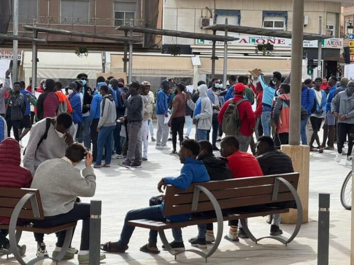 Demonstrators gathered outside the Town Hall to demand employment opportunities and improved accommodation.