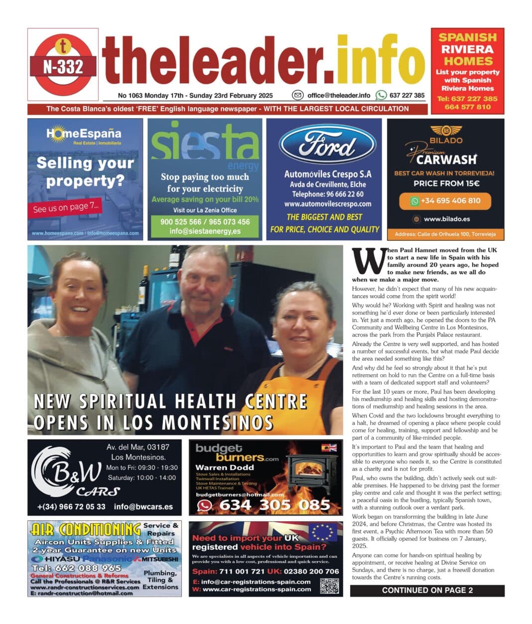 Vor etwas mehr als einem Monat öffnete Paul Hamnet die Türen zum PA Community and Wellbeing Centre in Los Montesinos, gegenüber dem Restaurant Punjabi Palace im Park.