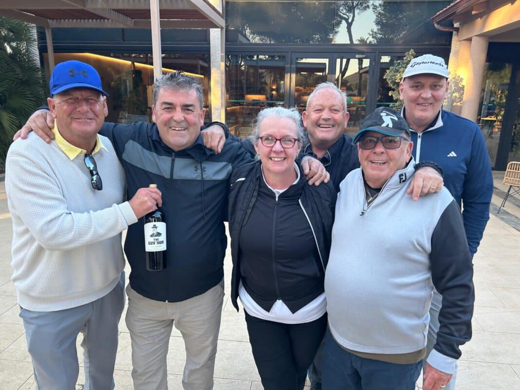 Winners pictured (L–R) Mick Pryke (Abacus), Darren Strugnell (Gold & President), Sandra “Officer” Dibble (Bronze), Lee Eastman (Captain), Tony Smale (Needy Professional Photobomber) and Colin Smith (Silver).