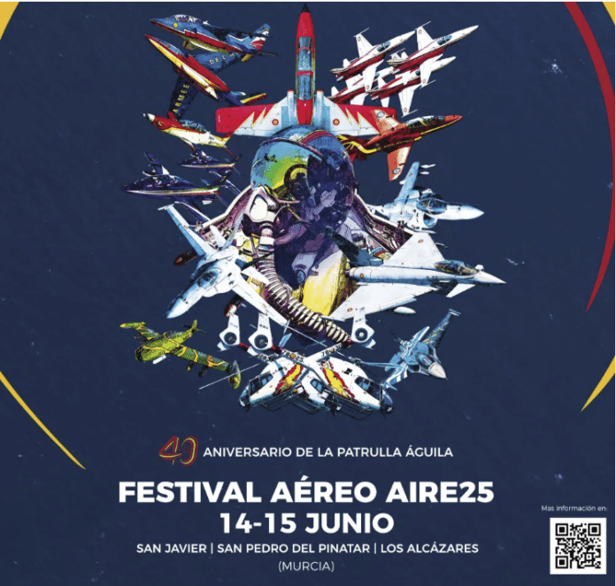 On Saturday, June 14, San Javier Air Base will open its doors to the public for the Aire25 festival, commemorating the 40th anniversary of the Eagle Patrol.