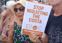 Nearly 200 Residents Gather to Demand Better Services in Orihuela Costa Residents protest outside Playa Flamenca Town Hall as council prepares to vote on a proposal urging the Generalitat to take control of the local government.