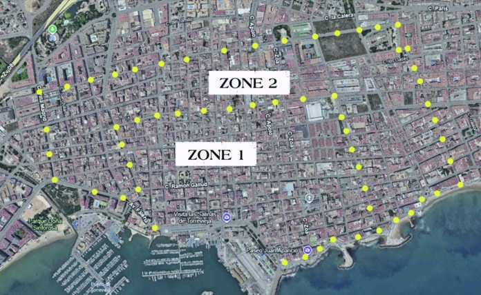 The proposed Low emission zone in the centre of Torrevieja