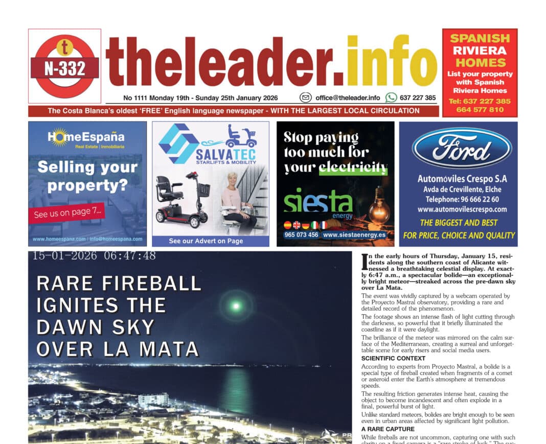 The only publication you need for the latest English-language news, sport and events from across Torrevieja, Orihuela Costa, Pilar de la Horadada, Mar Menor, Quesada, Guardamar and La Marina.