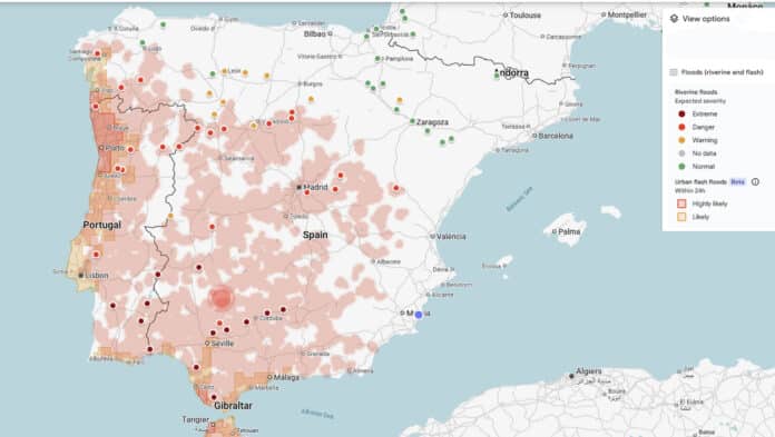 Les habitants de la Communauté valencienne et de la région de Murcie peuvent utiliser la carte des risques d'inondation de Google pour vérifier si leurs habitations sont situées dans des zones vulnérables aux inondations, notamment lors de fortes pluies.
