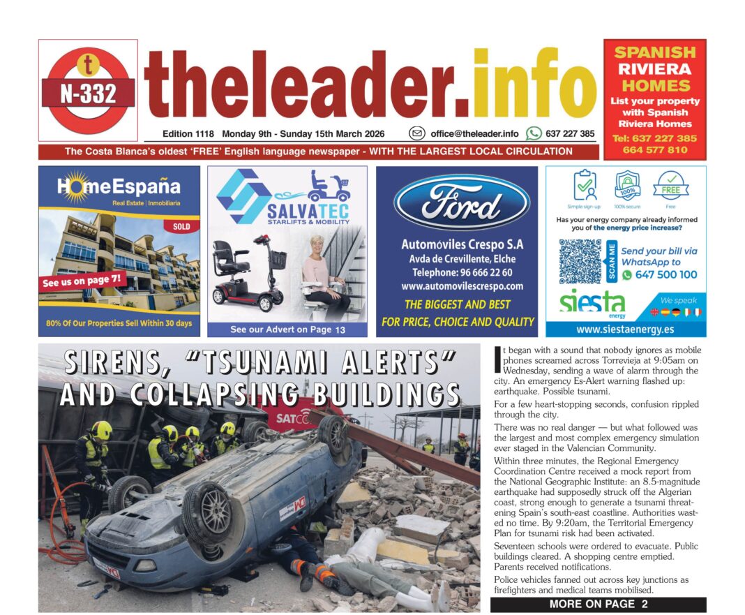 The only publication you need for the latest English-language news, sport and events from across Torrevieja, Orihuela Costa, Pilar de la Horadada, Mar Menor, Quesada, Guardamar and La Marina.