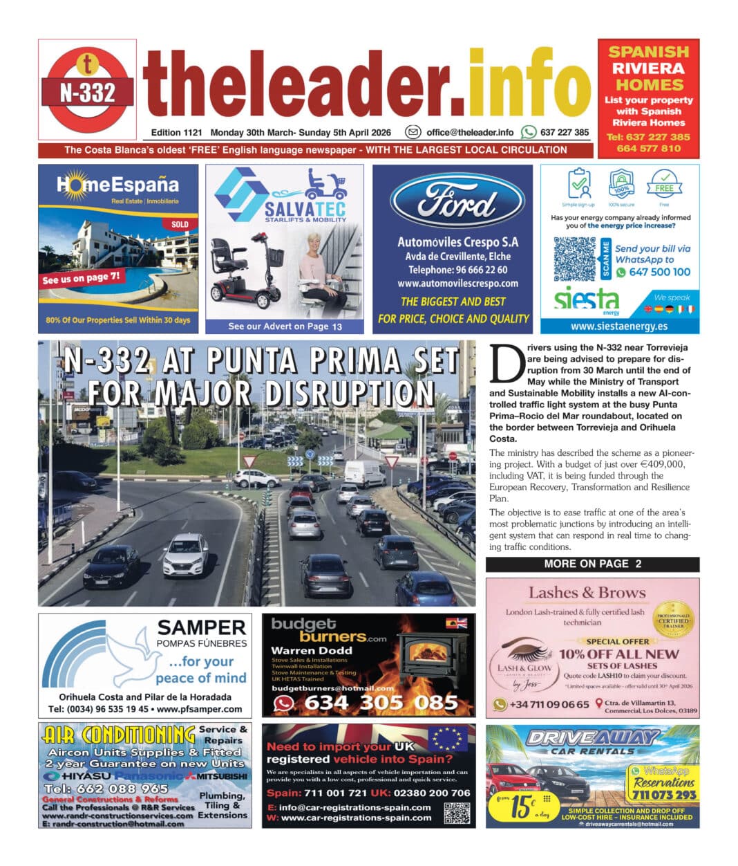 The only publication you need for the latest English-language news, sport and events from across Torrevieja, Orihuela Costa, Pilar de la Horadada, Mar Menor, Quesada, Guardamar and La Marina.