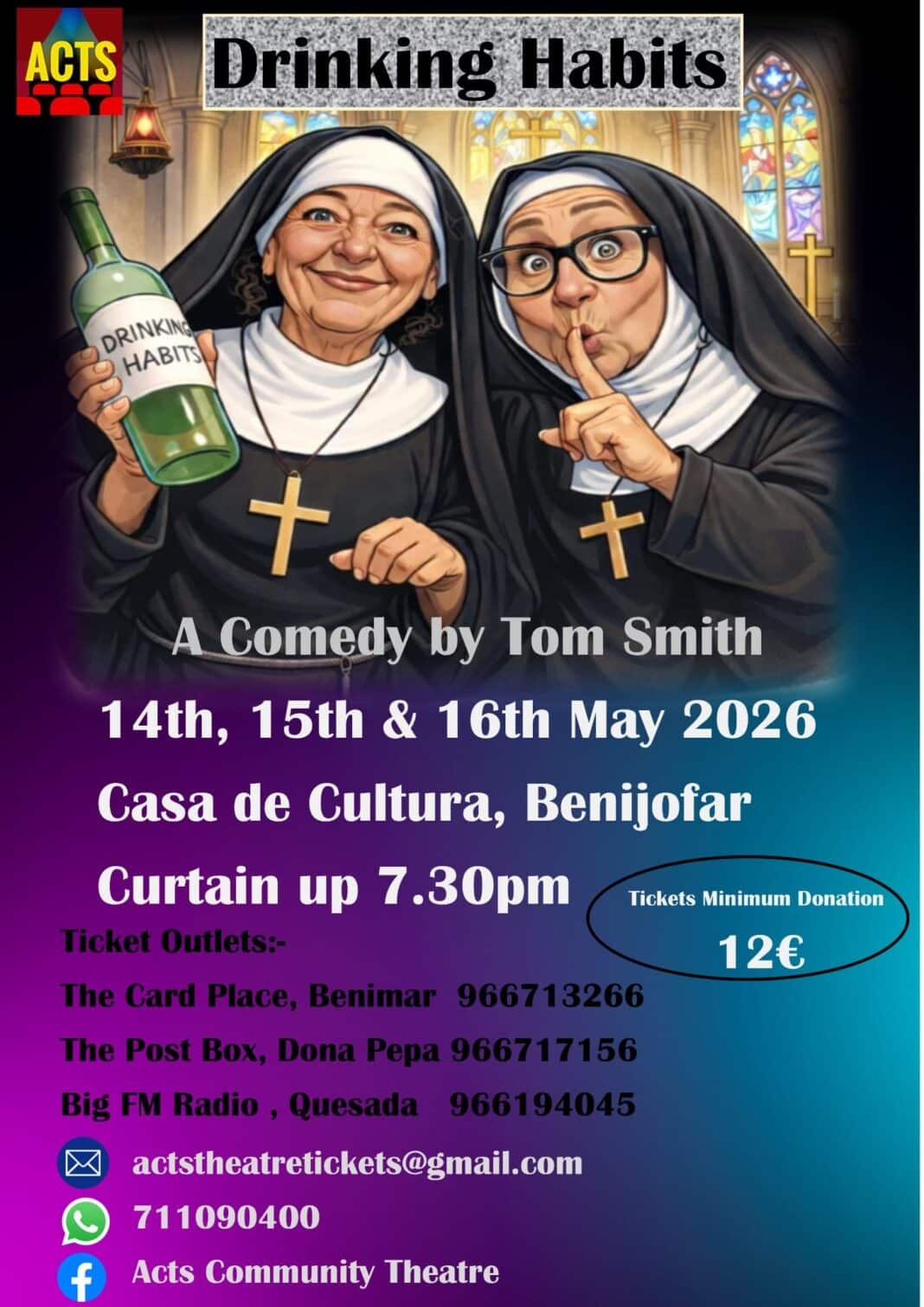 Actors Community Theatre Society, better known as ACTS, emerged from the ashes of the previously successful drama group Dramatic Licence, which was founded by Suzanne Stokes and her husband David.