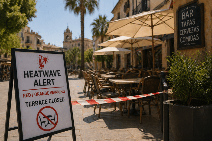 Under the new framework, terrace service must be reduced or suspended whenever AEMET issues a red or orange weather alert for high temperatures.