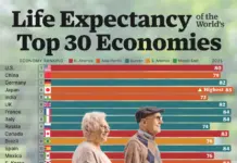 Spain Among World’s Leading Economies for Life Expectancy Spain has ranked among the countries with the highest life expectancy in the world, placing second among the 30 largest global economies with an average lifespan of 84 years.