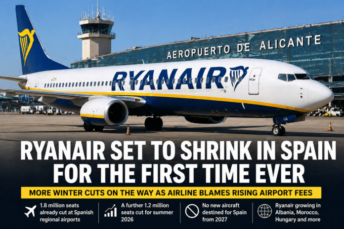 Ryanair has signalled it will scale back operations in Spain for the first time in its history, raising concerns for tourism and regional air connectivity.
