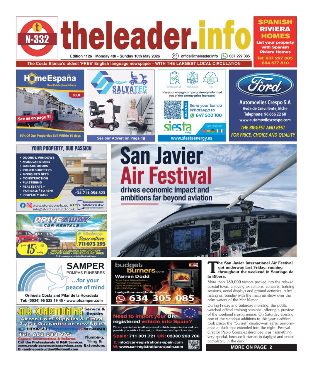 Attracting very nearly 200,000 people. the San Javier International Air Festival got underway last Friday, running throughout the weekend in Santiago de la Ribera.