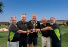 Sheerin’s Golf Society “Los Amigos Cup”, 3rd June at Vistabella This is the eighth year we have played for this cup, sadly Tony Whyatt passed away seven years ago but fellow members and friends Andy Godfrey and Alan Martin have taken the sponsorship in Tony’s memory.