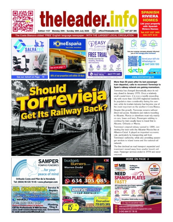 EDITION 1137 OF THE COSTA BLANCA LEADER NEWSPAPER 20 - 26 JULY 2026