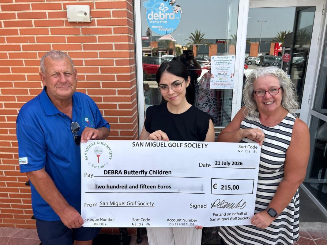 Away from the scorecards, San Miguel GS was delighted to donate €215 to DEBRA Butterfly Children in La Marina. This donation has been made possible through the generosity of our members, whose continued support of our charity fundraising helps make a real difference to deserving causes in our local community.