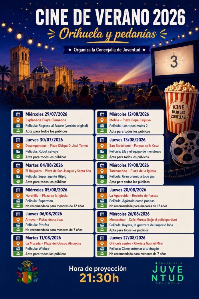Orihuela Costa will host the opening night of the municipality’s 2026 Summer Cinema programme, with a free outdoor screening of the classic film Back to the Future at the Playa Flamenca Esplanade on Wednesday, July 29.