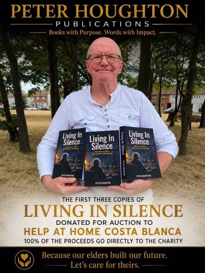 Autorul local Peter Houghton va prezenta oficial primele trei exemplare ale celei mai recente cărți a sa, „Living in Silence – The Unseen Crisis of Loneliness and Ageing”, către Help at Home Costa Blanca, la Centrul Comunitar din Centrul Comercial Playa Flamenca, vineri, 4 septembrie, la ora 11:00.