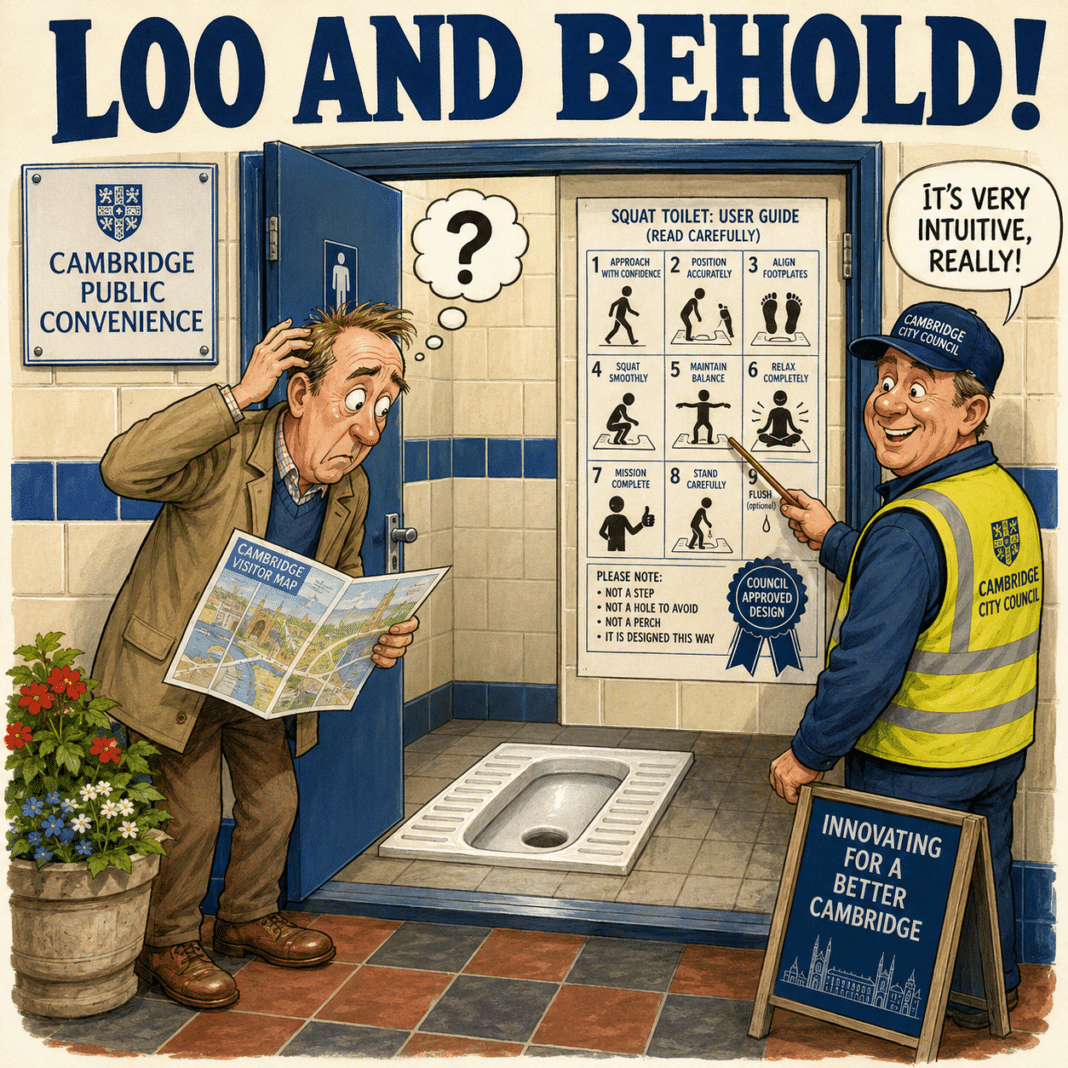One of the stories in the UK causing the most furore is the news that Labour controlled Cambridge council has decided to provide squat toilets in some public loos – because, apparently, the city has a lot of foreign visitors.